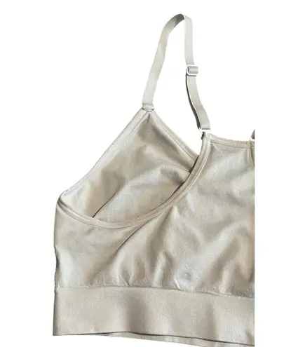 Ryka Sports Bra Women's M White V Neck Racerback Low Impact Activewear Unpadded