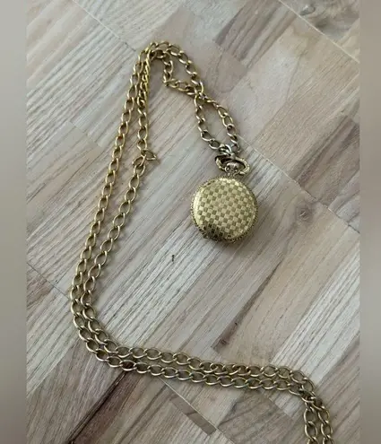 Wittnauer Pocket Watch Super Rare Mechanical Gold Dial Checkered Case Works