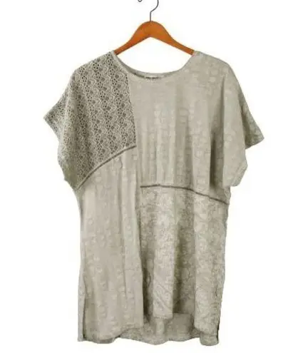 indigo. NWT Thread Co Gray Cap Sleeve Embroidered Tunic Top 1X