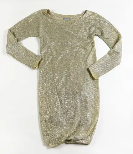 Samoe Samsoe & Samsoe Stefani Silver Gold Shimmer Crepe Bodycon Mini Dress Small