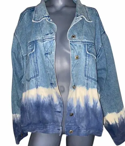 Womens 1980s Stefano International Dye Dip Ombré Jean Denim Jacket