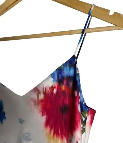 Club Monaco Kora White Floral Print Satin V-Neck Sleeveless Camisole Top Size XS