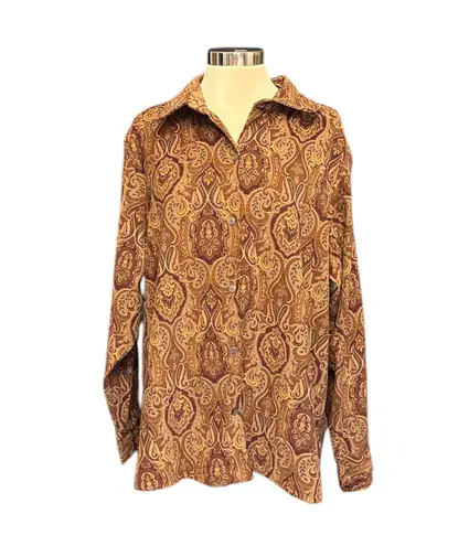 Caribbean Joe Woman button down shirt long sleeves w/button cuffs paisley Sz 2X