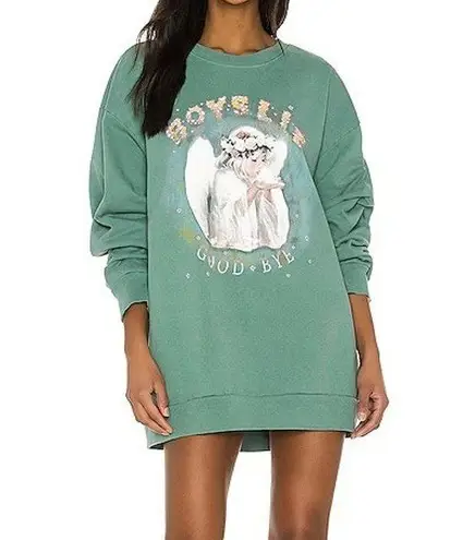 Boys Lie Good Bye Angel Long Sleeve Crewneck Graphic Cotton Sweatshirt Green