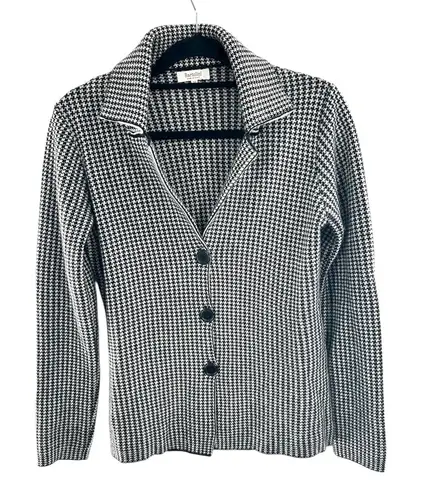 Bartolini Made in Italy Black & White Houndstooth Wool Cashmere Cardigan Blazer Size M