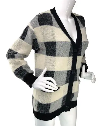 Cyrus  Knits Womens Size S Cardigan Sweater Oversized Gingham Black White