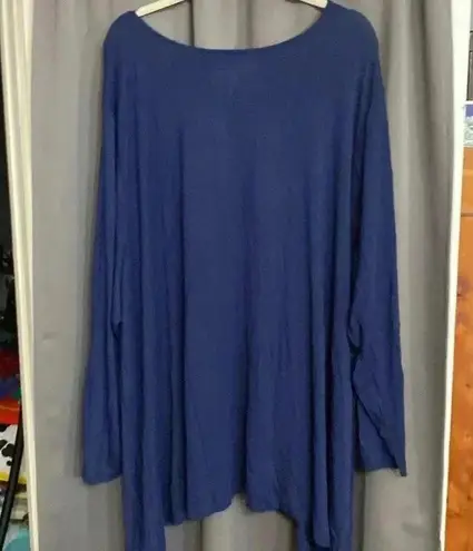 ROMANS WO SIZE 5X(38/40) NAVY TUNIC TOP WITH CROCHET ACCENT ON FRONT SOFT Blue
