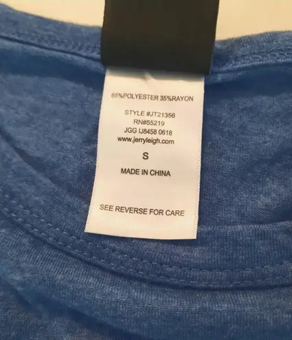 Modern Lux Top Womens Size Small Blue Distressed Short Sleeve