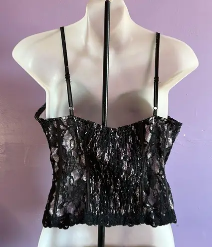 𝅺MIYAO Front Hook & Eye Closure Black/Lavender Lace Bustier Size Large