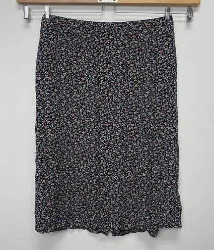 cj banks Vintage Skirt Women 24W Black Floral Ditsy Print Y2K Lightweight Midi