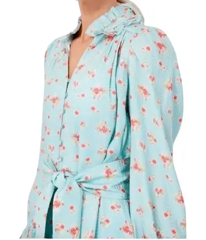 Hunter Bell - Blue Ikat Flower Blakely Dress 100% Silk Sz M