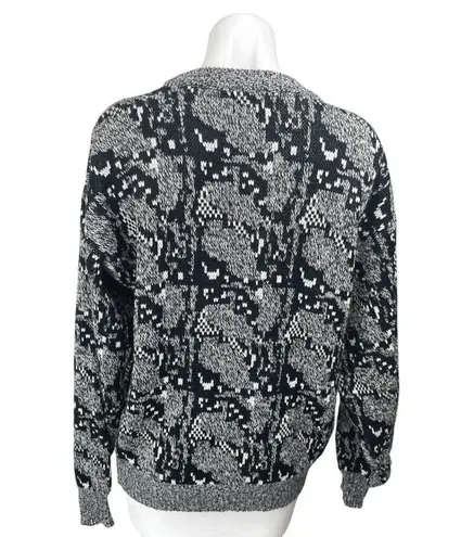 Barnaby Black Snake Animal Print Knit Long Sleeve Button Cardigan Sweater Top M Size M