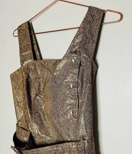 NANUSHKA Lorena Belted Snakeskin Print Vegan Mini Dress Size Small