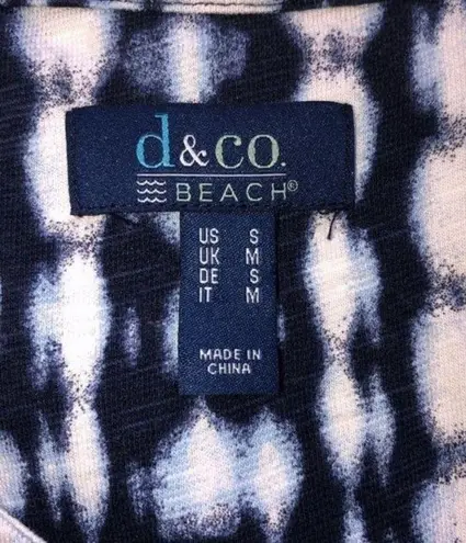 Denim & Co Blue Size Small Linen Knit Dress Beach Vacation Pockets Tie Dye