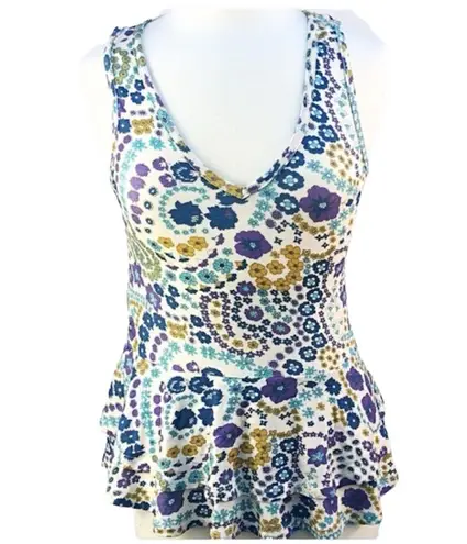 Modcloth  Womens Size Small sleeveless floral peplum retro tank Top