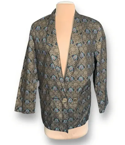 Vintage 90s All That Jazz Brocade Jacquard Blazer Metallic Statement Jacket Black Size M