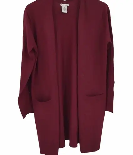 Sweet Romeo Open Drape Front Pocket Cardigan Wine
