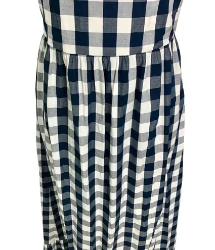 J.Crew Blue White Buffalo Gingham Check Midi Dress Size S Nautical Resort Rush
