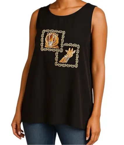 Bonworth Vintage Black Animal Graphic Sleeveless Tank Top