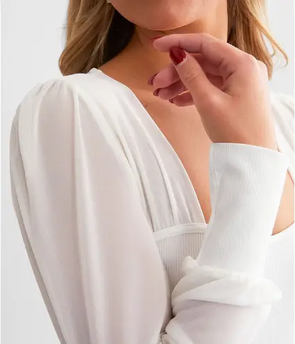 BKE BUCKLE Cream Sweetheart Mesh Fitted Top Size Small NWOT