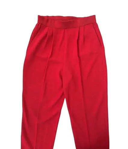 St. John Collection Santana Knit Marie Gray Red Crop Pants Pleated Pocket Size 6