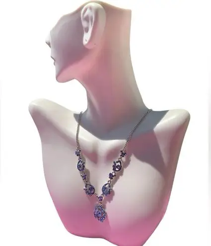 Givenchy $69 Blue Crystal Diamond paved silver Y-drop necklace 07N00139 NWT