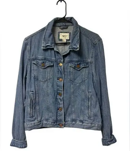 Forever 21  Los Angeles  Blue Long Sleeve Denim Jean Jacket Cropped Fall Autumn