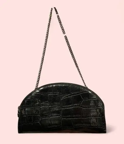 Eric Javitz New York old money black leather half moon on a chain mini bag
