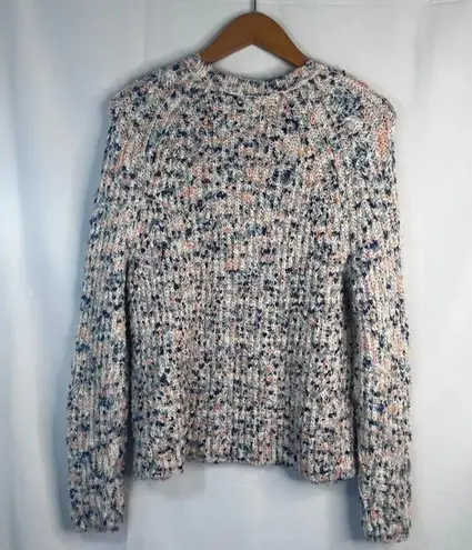 Silverflint Colorful Knit Fuzzy Soft Sweater Crewneck Pullover Size Small White