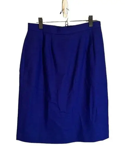 Valerie Stevens Evening Blue Wool Lined Pencil Straight Skirt Women Sz 14P