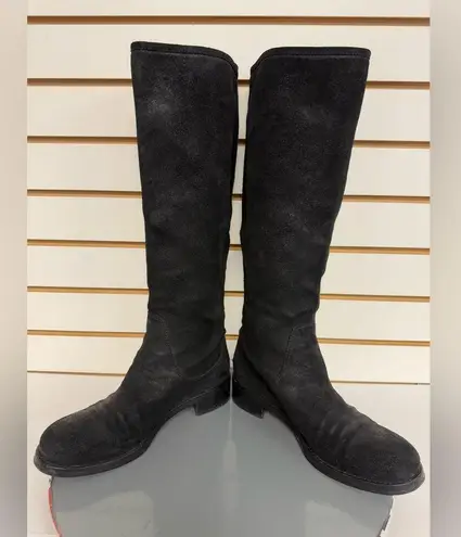 Jimmy Choo Doreen Rugged Suede Knee High Zipper Detail Boots Black 38.5/8.5