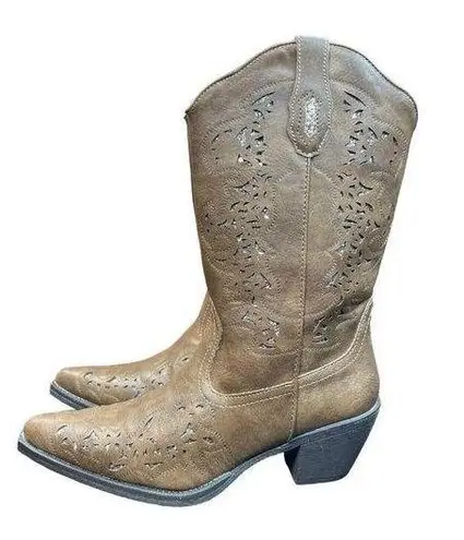 Roper Western Boots Womens Alisa Glitter Brown Size 9 New