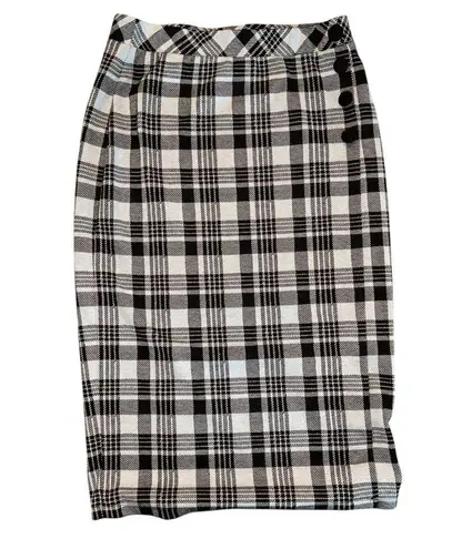 Melissa Paige Classic Black and White Plaid Women's Pencil Skirt Size Small: Thick Material