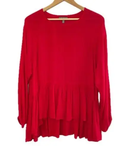 Neiman Marcus Red Oversized Boho Peasant Style Blouse, Small