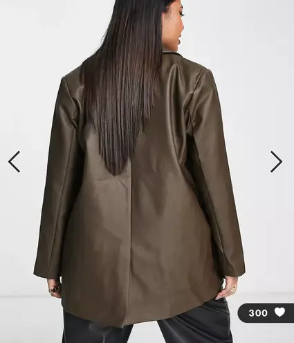 ASOS NEW  Vila Curve leather look blazer in brown - Image 2