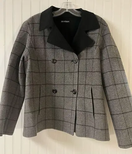 Alexandra Bartlett wool jacket plaid size Large Black