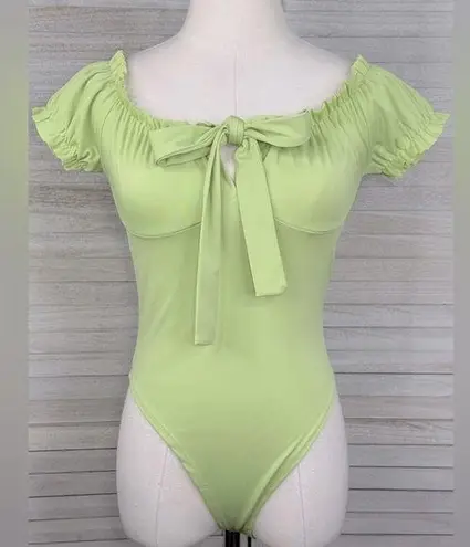 Cider Green Ruffle Ballet Bodysuit-Small