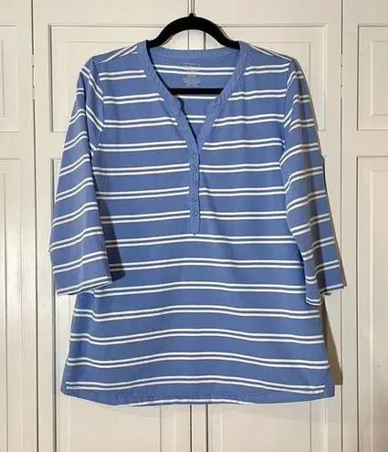 L.L.Bean SALE  blue and white striped cotton top size medium