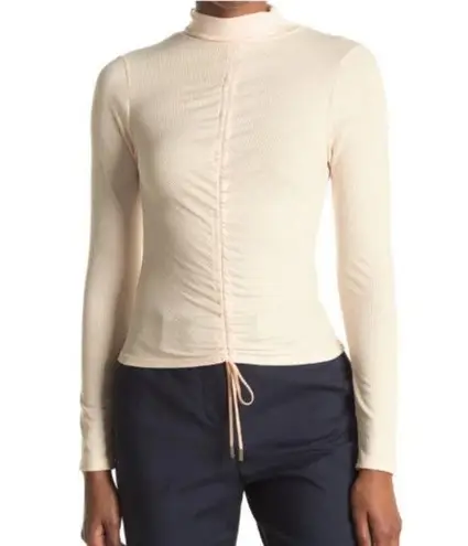 Afrm Cream Beige Long Sleeve Ruched Front Drawstring Top Women’s Size Xs NWT