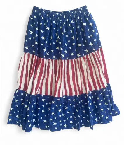 J Suzette Skirt Womens M American Flag Stars Stripes Patriotic 90s Vintage USA Blue Size M