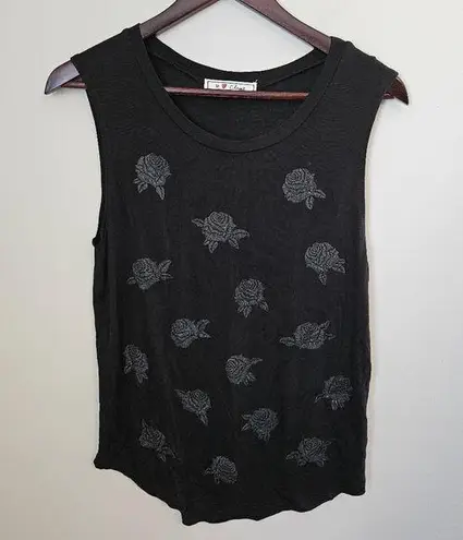 It Closet Tank Top Black Roses Sleeveless Floral Rose Pattern Neutral Size M
