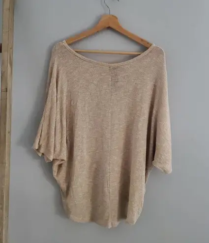 Moon Collection Batwing Short Sleeve Lace Panel Lightweight Sweater Top Size XL