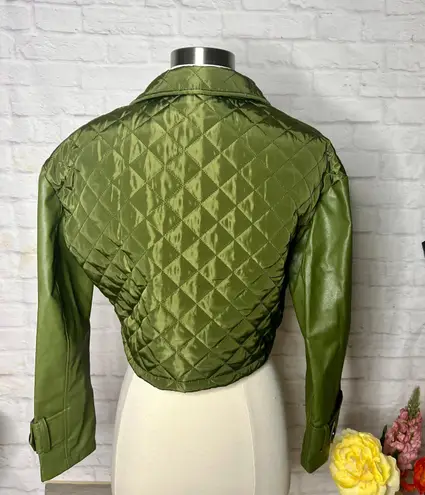 Boutique NEW Leather Quilted Cropped Jacket