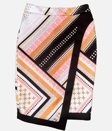 Bar III  Womens High Waisted Asymmetrical Pencil Skirt Pink White XS NWOT