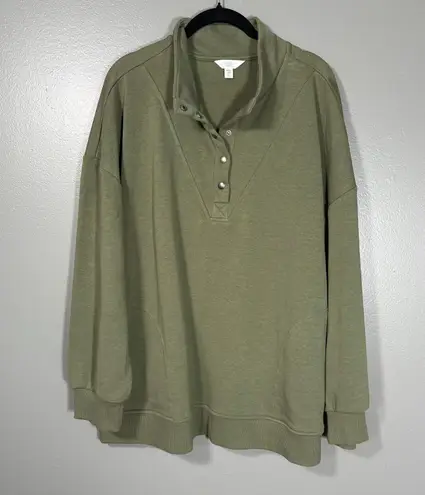 Time & Tru Olive Green Cozycore Pullover Sweatshirt