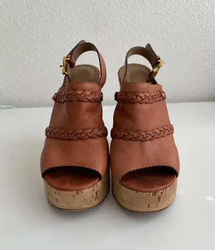 Chloé Braided Leather Cork Wedges