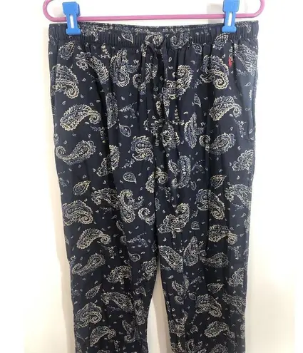 Ralph Lauren Polo  Sleep Pants Women Medium Navy Paisley Elastic Waist Drawstring