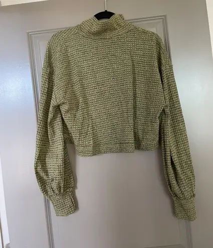 Free People Waffle Knit Turtleneck Crop Top