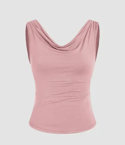 Cider Pink Solid Cowl Neck Tank Top