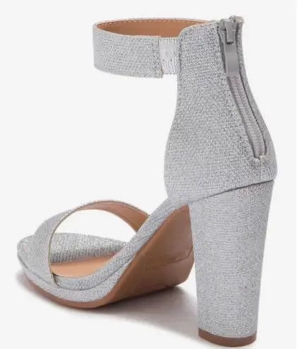 Top Moda Silver Shimmery Chunky Heel